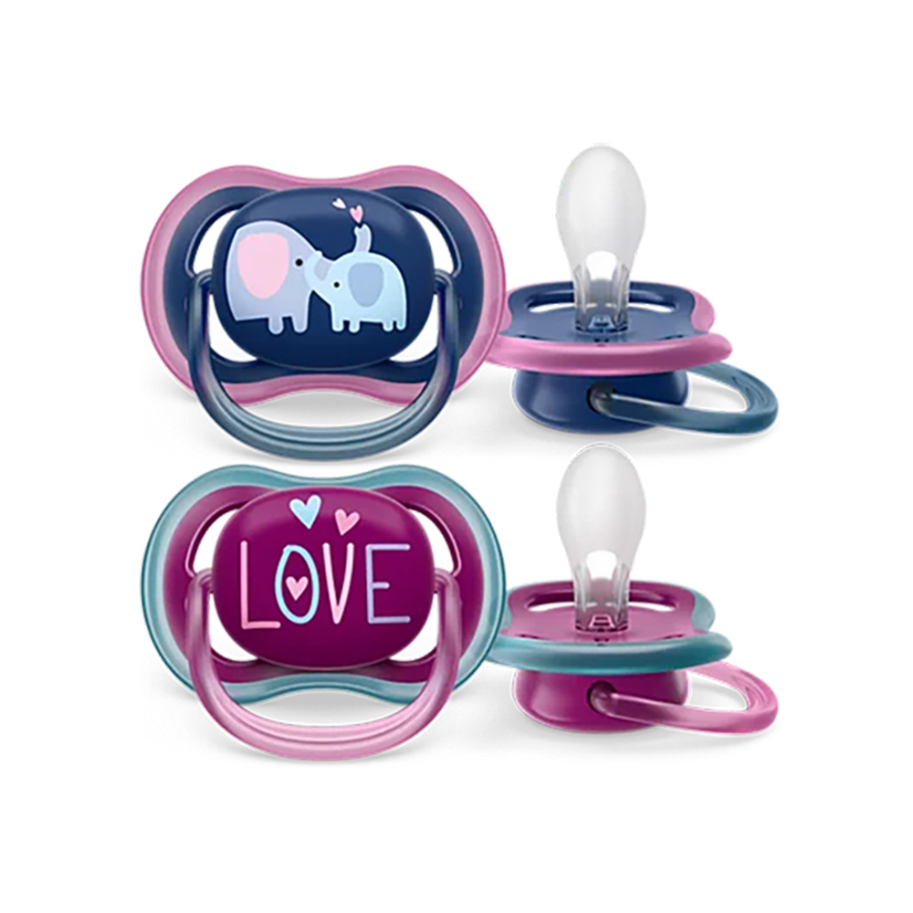 AVENT - ULTRA AIR Πιπίλα Σιλικόνης 18m+ (ελέφαντας - love) - 2τεμ. SCF349/22